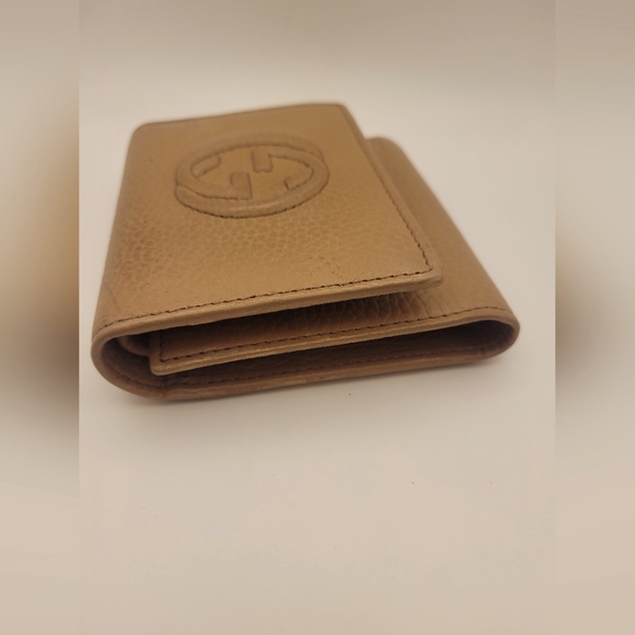 GUCCI Soho Interlocking G Tan Leather Trifold Wallet - Picture 5 of 5